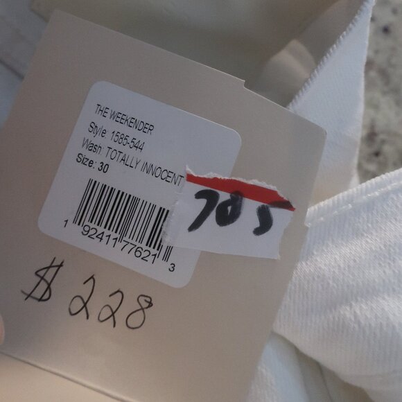 NWT Womens MOTHER The Weekender Fray White Flare Leg Jeans 30 - Picture 8 of 10